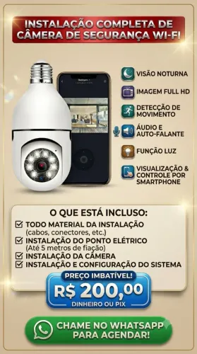 Câmera de Segurança Wi-Fi + Instalação Completa