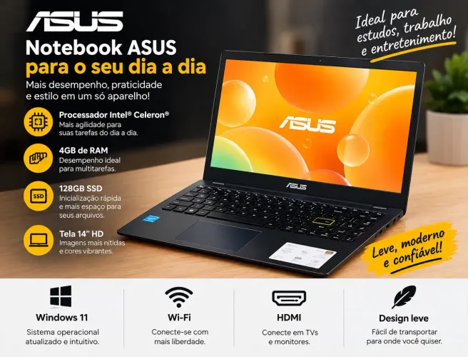 NOTEBOOK ASUS BR8OBWS CEL 4GB