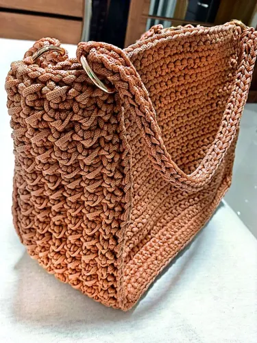 Bolsa de crochê fio náutico 