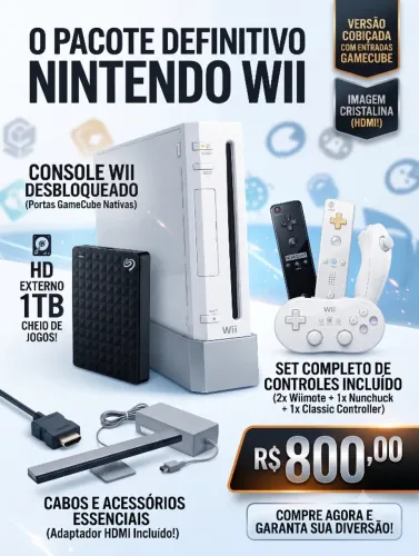 Nintendo WII Desbloqueado + HD Externo