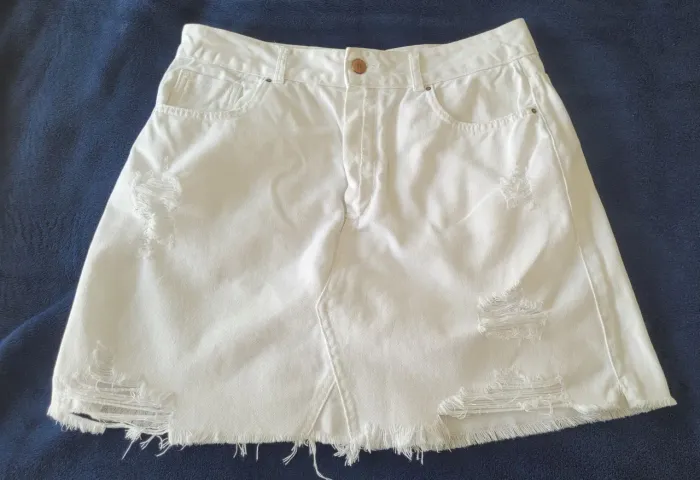 Saia Jeans Renner Branca Tam 44
