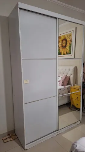 Guarda Roupas Solteiro 2 portas de Correr com Espelho Kappesberg Branco