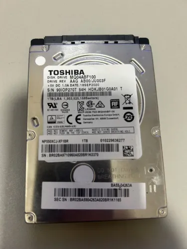 Vendo HD Notebook Toshiba 1 TB Notebook Usado