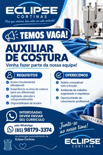 Vaga auxiliar de costura