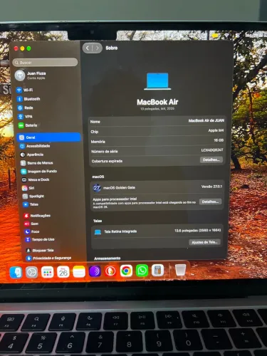 MacBook Air CHIP M4 - RAM 16 GB / HD 250 GB