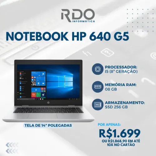 Notebook Empresarial HP 640 G5 I5 8ª RAM SSD