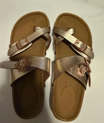 Sandália infantil feminina dourado rosé tamanho 30
