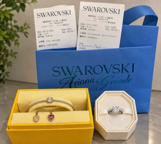 Pulseira e anel da Swarovski com nota fiscal