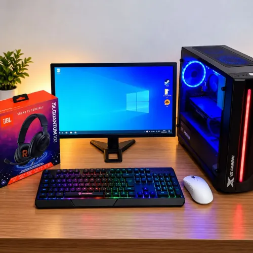 PC Gamer Completo Ryzen 5 + RX 580 8GB + 16GB RAM + Monitor 20" + Kit Gamer