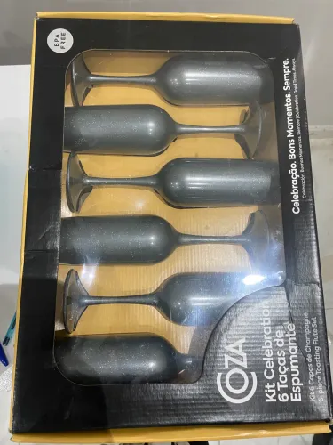 Taças espumante plástico rígido c gliter 160ml - 6 unidades