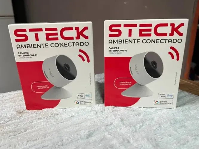 Steck, Câmera Inteligente Steck Ambiente Conectado, Segurança Interna, Wi-Fi, Branca
