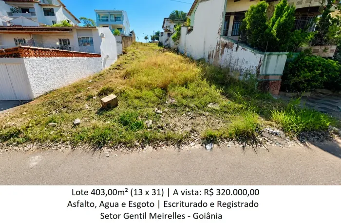 Lote 403m² (Asfalto, Agua,  Esgoto) Setor Gentil Meirelles