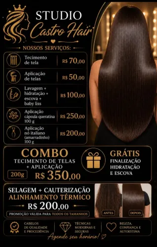 Atendimento a domicílio , aplicação de mega hair