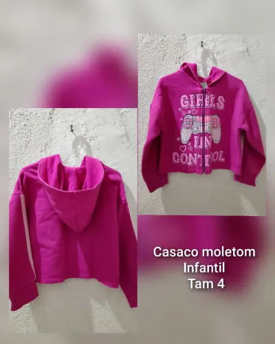Casaco moletom infantil rosa pink