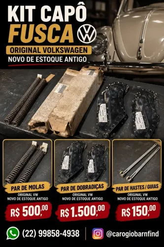 Kit Mola, Dobradiça e Haste Capô Fusca Original Vw Novo Estoque Antigo