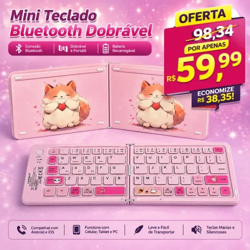 Teclado Dobravel Portátil Bluetooth 