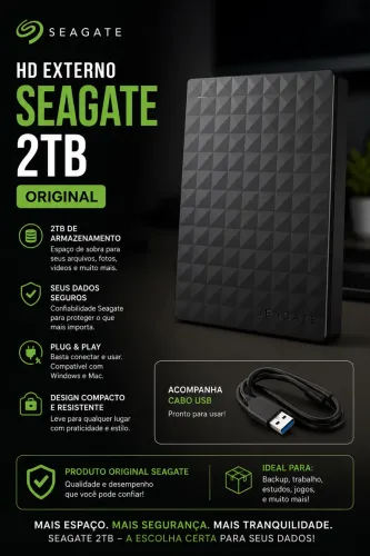 HD EXTERNO SEAGATE 2TB ORIGINAL