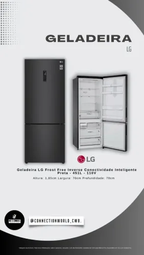 Geladeira LG Frost Free Inverse Conectividade<br>Inteligente Preta - 451L