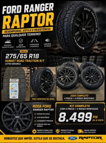 Rodas aro 18 Ford ranger raptor novas + pneus sunset 275/65/18 novos 