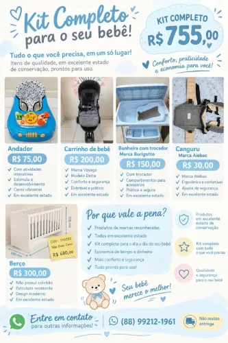 Kit completo para bebê, apenas R$ 755,00.