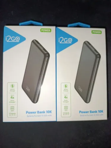 Bateria Portátil 10.000mAh i2GO Original 12w de potência compacta.