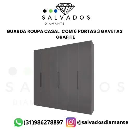 Guarda Roupa Casal Grafite - NOVO NA CAIXA 