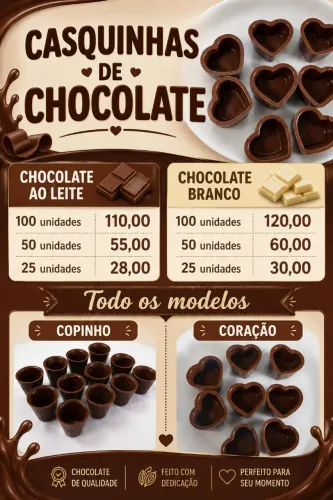 Doces Artesanais para Festas | Brigadeiros, Cupcakes e Casquinhas de Chocolate