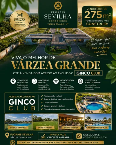 FLORAIS SEVILHA - Vendo Terreno 275 m² - Quitado