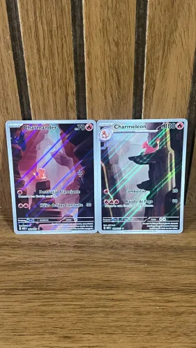 Carta Pokémon Charmander e Charmeleon coleção 151