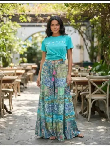 calça pantalona indiana patchwork