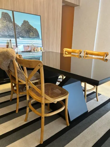 Mesa Jantar 6 Lugares Tampo Vidro
