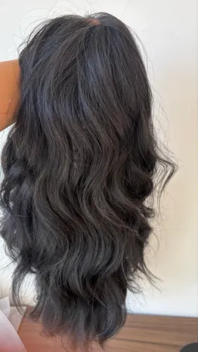 Lace realista glueless com franja