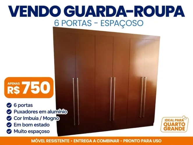 Guarda roupa casal 6 portas e 5 gavetas