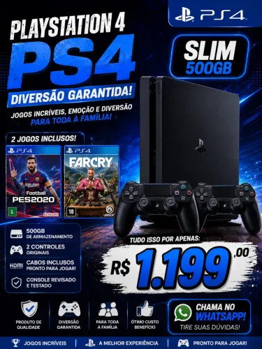 Ps4 slim 500Gb + 2 Jogos