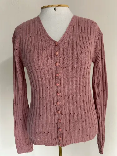 Cardigan Feminino Bona Dea Tricot Rosa - Tamanho Único