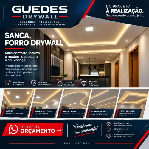 Forro, paredes e sanca em drywall 