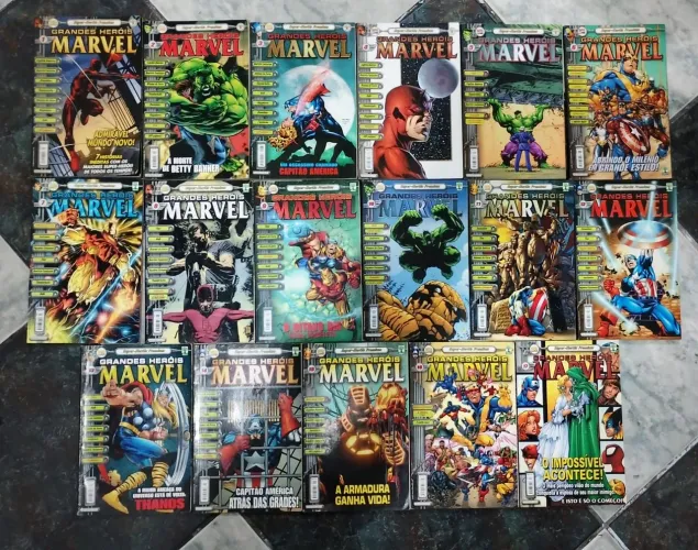 GRANDES HERÓIS MARVEL PREMIUM ED. ABRIL 1-17 coleção completa anos 90 relíquia