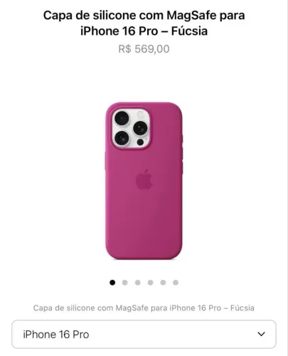 capa iphone original 16 pro magsafe rosa fúcsia
