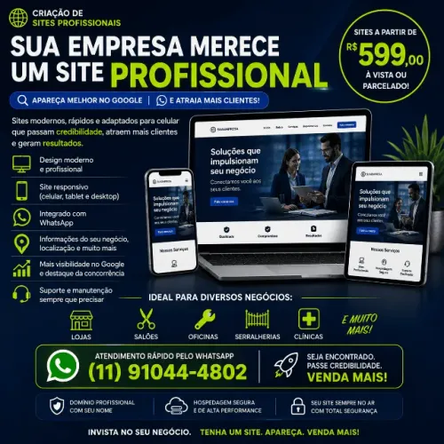Sua Empresa no Google! Criação de Sites Profissionais + Hospedagem