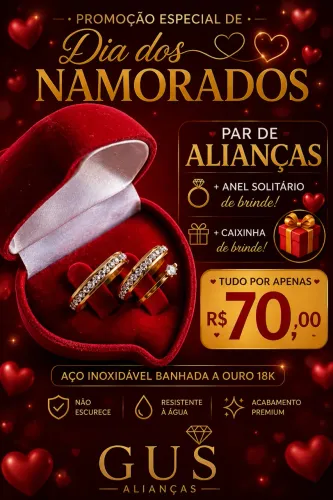 Alianças de namoro noivado casamento banhada a ouro 18k Promoção dia dos namorados
