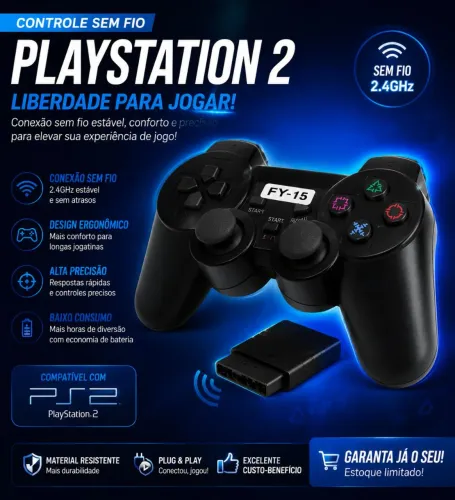 Controle PlayStation 2 sem fio Novo