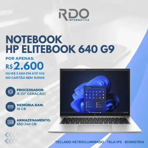 Notebook HP EliteBook 640 G9 i5 12ª Geração 16GB SSD 240GB - Rápido e eficiente
