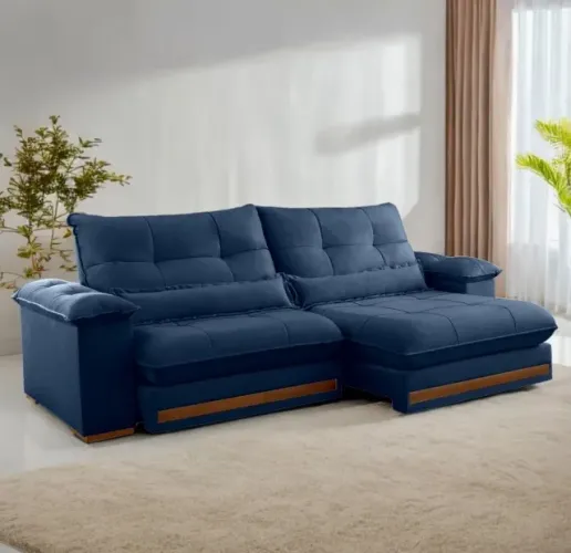 Sofá Retrátil e Reclinável Confort Supreme 2,50 m Veludo Azul