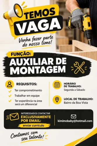 Vaga para auxiliar de montagem