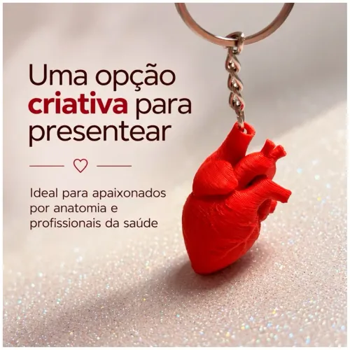 Chaveiro Coração Anatômico 3D | Presente para Profissionais da Saúde