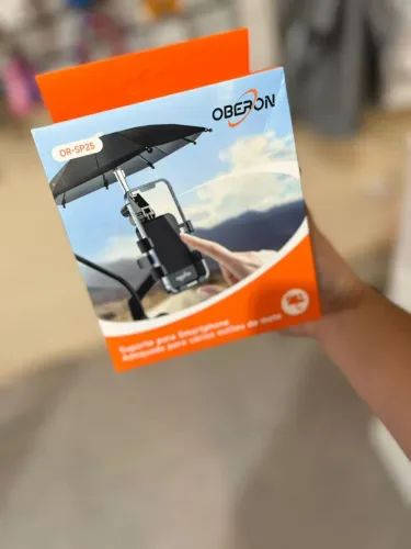 Suporte celular moto guarda chuva 