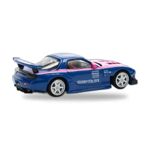 Miniatura Pop Race Mazda RX-7 Amemiya 1:64 azul e rosa nova