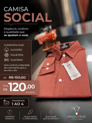 CAMISA SOCIAL WORK CORES PROMOÇÃO