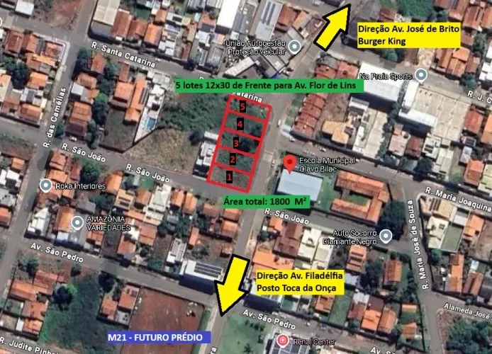5 LOTES A VENDA - VENDA SOMENTE ÁREA TOTAL