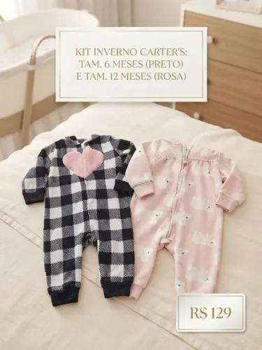 kit macacão carters inverno 6m e 12m